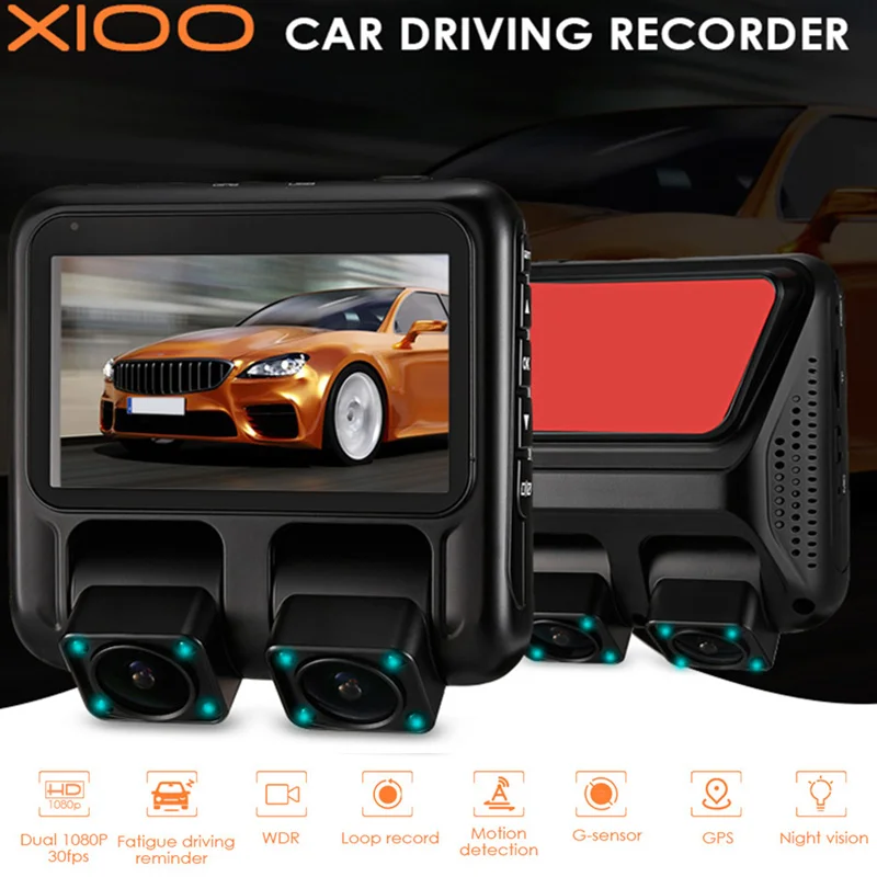 X100 1080 P 3 дюйма вождение автомобиля Регистраторы две камеры gps цикл записи WDR