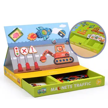 

2019 New Children's Paper Traffic Jigsaw Toy Creative Innovative Magnetic Cartoon Traffic Educational Toys
