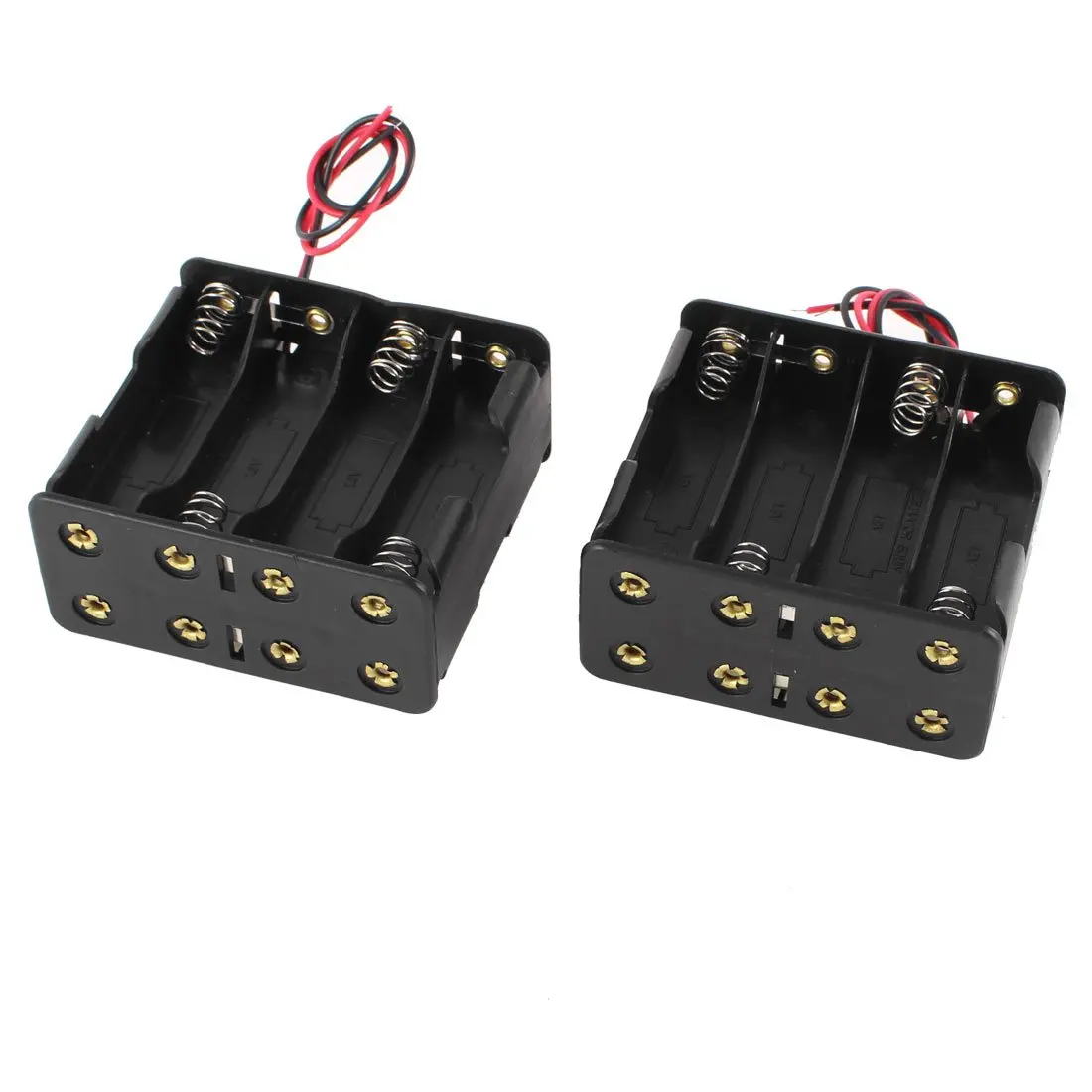 

2Pcs Black Plastic Battery Holder Case w Wire for 8 x AA 12V Batteries