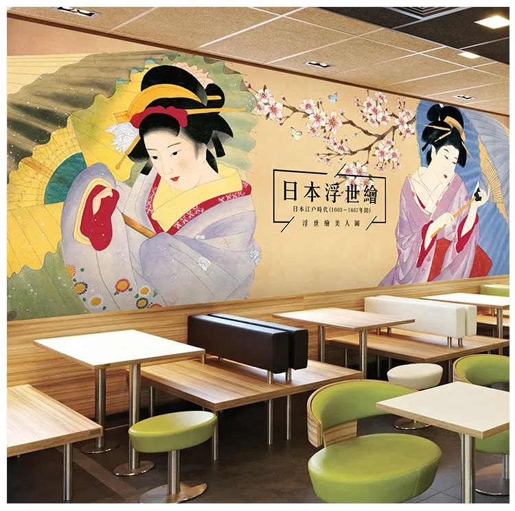 Индивидуальные обои в японском стиле укиё э для ресторана суши|style wallpaper|restaurant