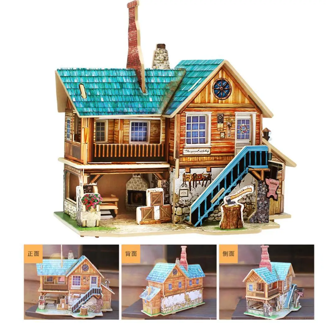 Творческий DIY 3D деревянный дом сплайсинга модель игрушки делать вид как