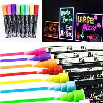 

6mm 8 Colors Liquid Chalk Pens Marker Reversible Neon Colours Whiteboeard Wipe Clean Window Marker Pen