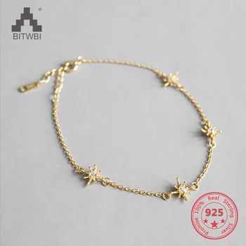 

Korea Hot Style Pure 925 Sterling Silver Delicate Fashion Zircon Gold Bracelets Jewelry for Women