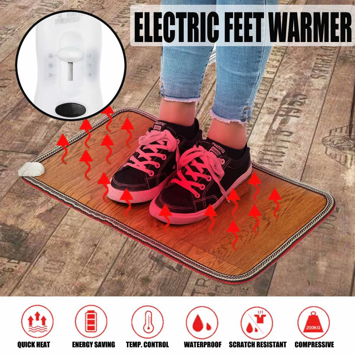 

Electric Heating Pad Winter Warmer Mat Thermal Foot Feet Heater Heated Floor Carpet Mat Pad Home Office Warm Feet