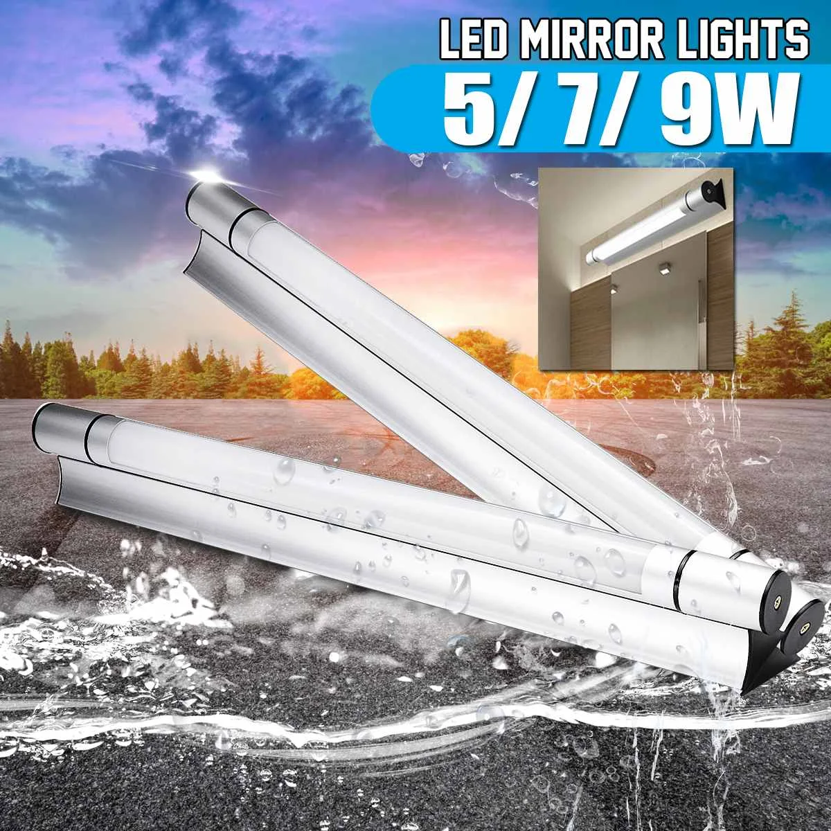 40 cm 5 W/50 cm 7 W/59 cm 9 W LED مرآة المصباح 85-265 V ضوء خزانة حمام الغرور ماكياج الجدار مصباح للماء الضباب الأبيض