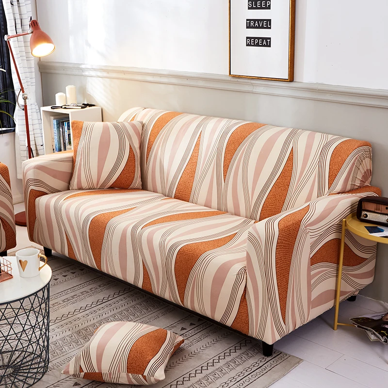 Геометрические перемешивания оранжевый чехол для дивана эластичный протектор мебели для гостиной чехол L образный угловой чехол для дивана