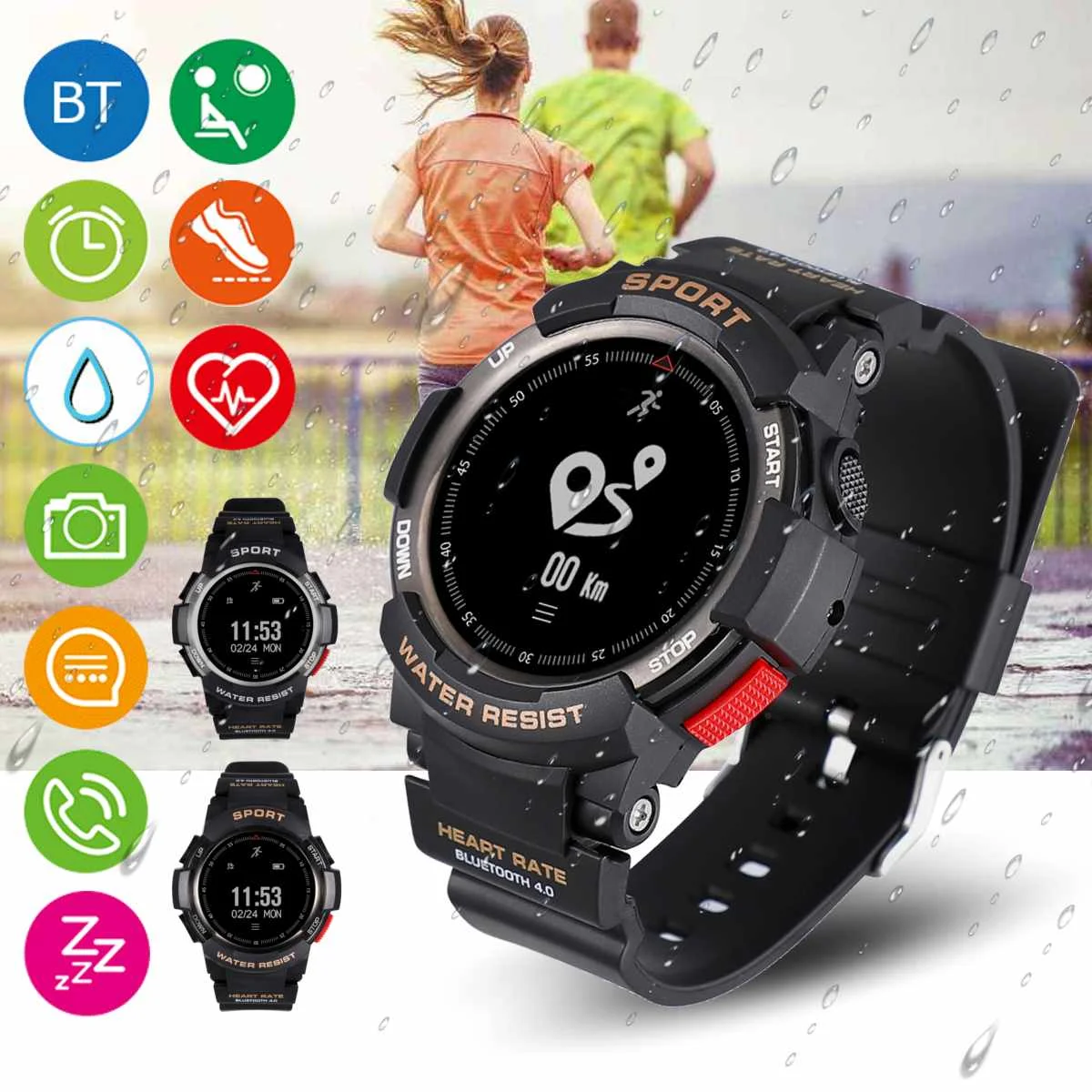 

Waterproof Sports Smart Watch for IOS Android bluetooth Sports Pedometer Heart Rate Sleep Monitoring Running Bracelet GPS