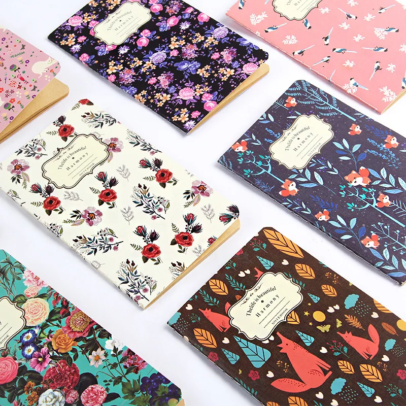 

Retro Car Line 48k Notebook Flower Color Notepad Carry On Book Hand-painted Sketches Book Kraft Paper Small Notebook