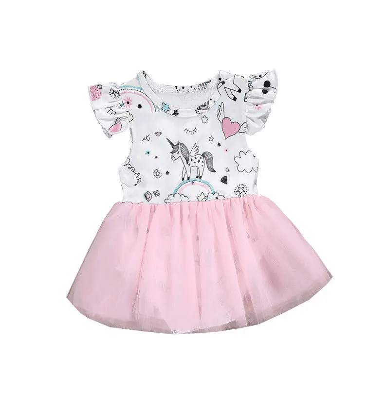 

Baby Dress 2019 Newborn Baby Girl Ruffles Sleeveless Unicorn Floral Tutu Romper Dress One Pieces Summer Sundress Clothes 0-24M
