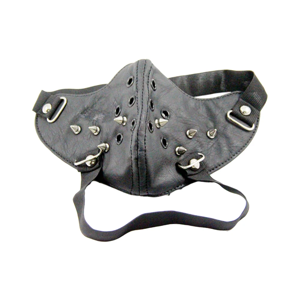 1pc Rivet Mask Punk Leather Fashion Personality Masks Half Face Mask Mouth Mask for Motorcycle Men Cycling Bicycle