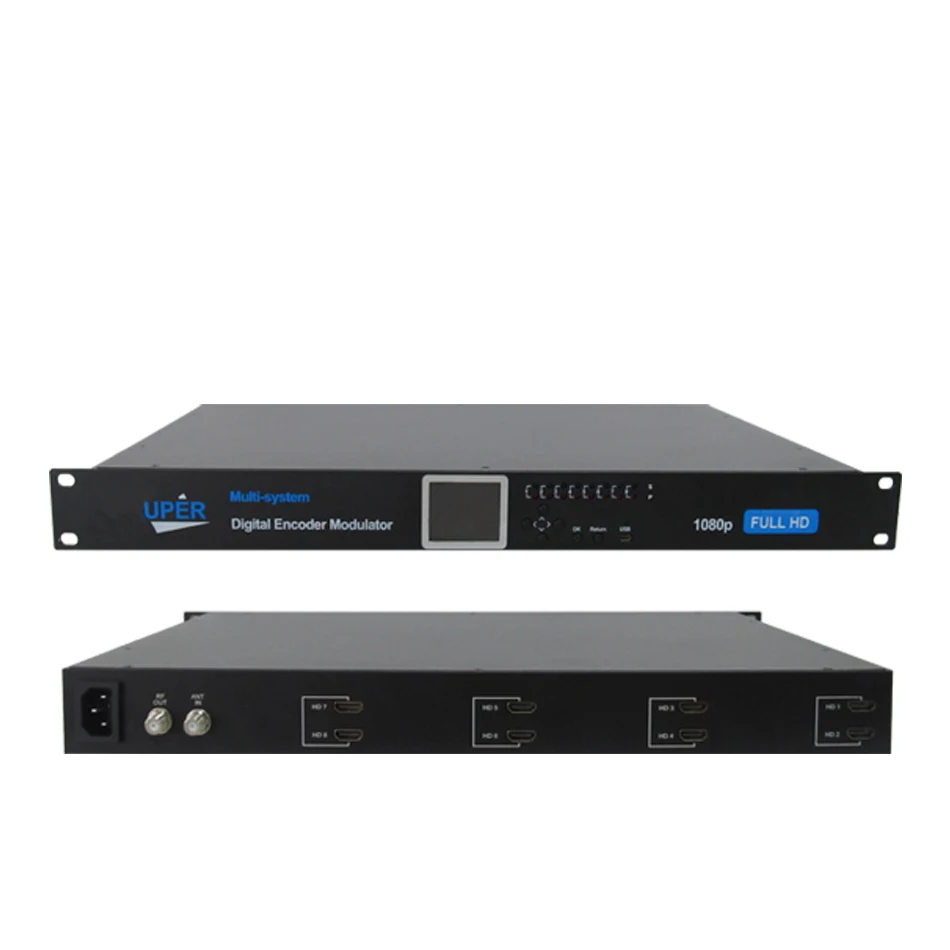 

1U Rack 8 channels HDMI to DVB-T HD digital TV Encoder Modulator 8 Route Digital RF Modulator DVB-T 1080P RF Transmitter 228HT8