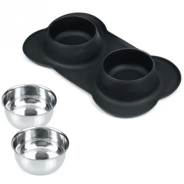 Stainless Steel Double Bowl with Silicone Mat  2