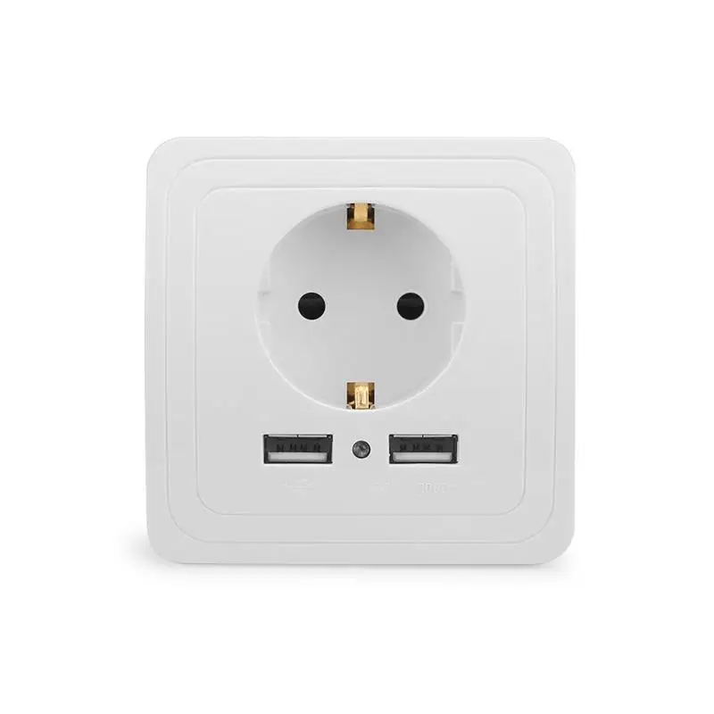 Настенное зарядное устройство с двумя USB портами 110 мА 16 А 250 в|Электрические