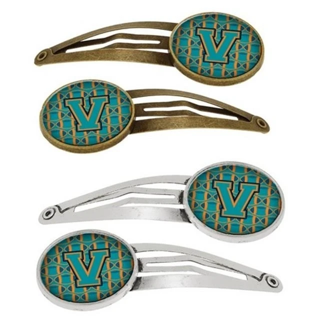 Carolines Treasures CJ1063 VHCS4 Letter V football Aqua Orange & Marine синие заколки для волос набор из