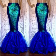 Сексуальная Русалка женщин тонкий Хэллоуин костюм фантазии вечерние блёстки длинная юбка-годэ сетки