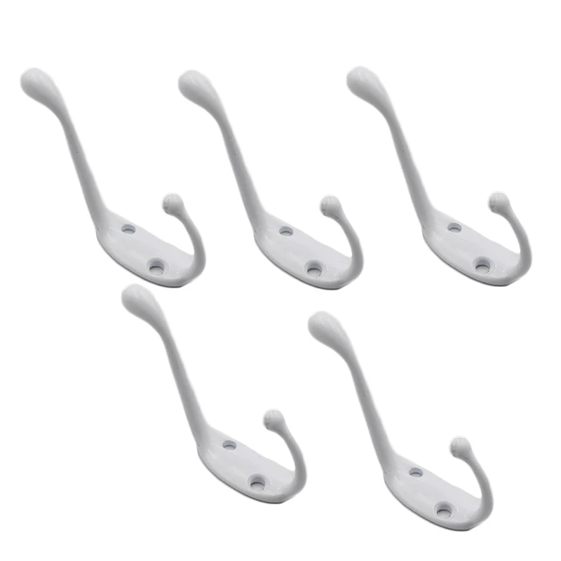 

5xZinc Alloy Up & Down Double Hook Hanging Wall Hook Hat Towel Coat Dress Hanger