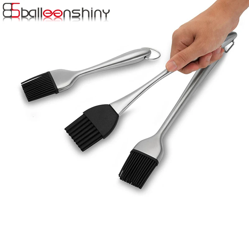 

BalleenShiny Stainless Steel BBQ Oil Basting Brush Long Handle Sauce Roast Steak Spread Brush Baking Bread Jam Kitchen Gadgets