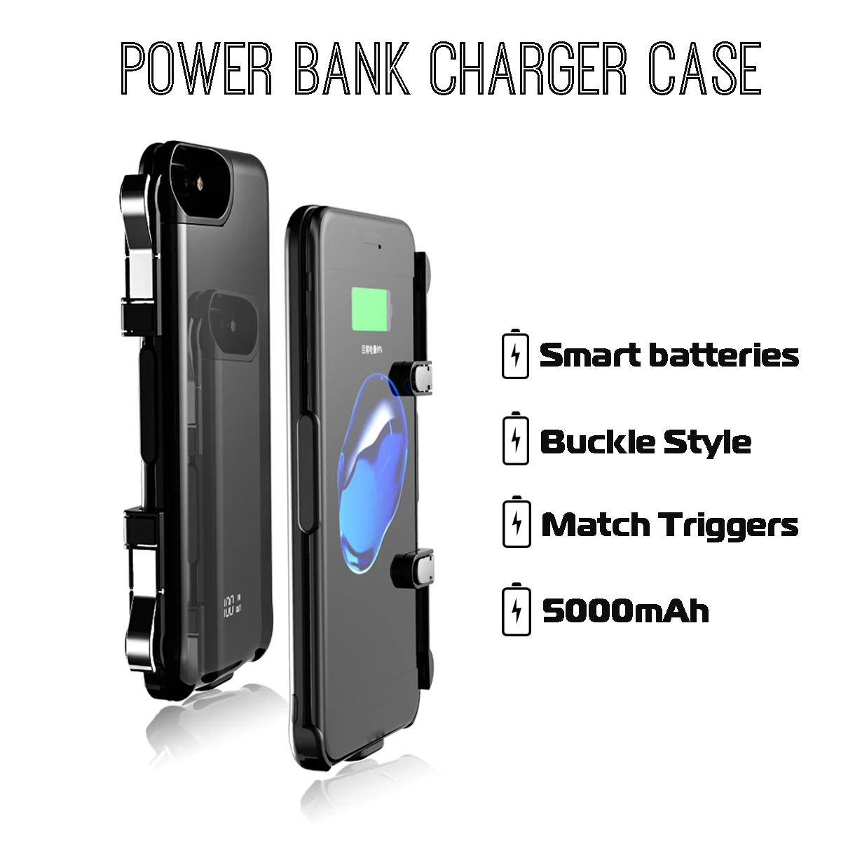 

5000mAh Power Bank Charger Case For iPhone 6/7/8 2 in 1 Portable Match Triggers Button Aim Key Shooter Controller Battery Case