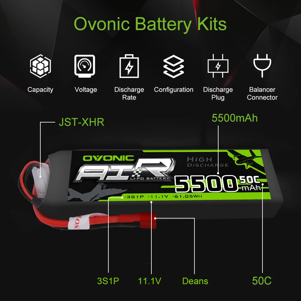  OVONIC 8000mAh 4500mAh 5500mAh 3000mAh 2200mAh 1500mAh 50C 6S 4S 3S 2S Lipo Battery for RC Heli Qua