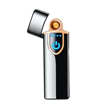 Novo toque de impressão digital usb isqueiro isqueiro elétrico isqueiro metal recarregável dupla face fio aquecimento tocha