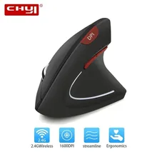 CHYI Wireless Mouse Ergonomic Vertical Optical USB Mouse 800/1200/1600DPI Colorful Light Computer Mice With Mouse Pad Kit For PC delux m618gx wireless vertical mouse 6 buttons 800 1200 1600dpi optical office mice with rubber protective shell for pc laptop