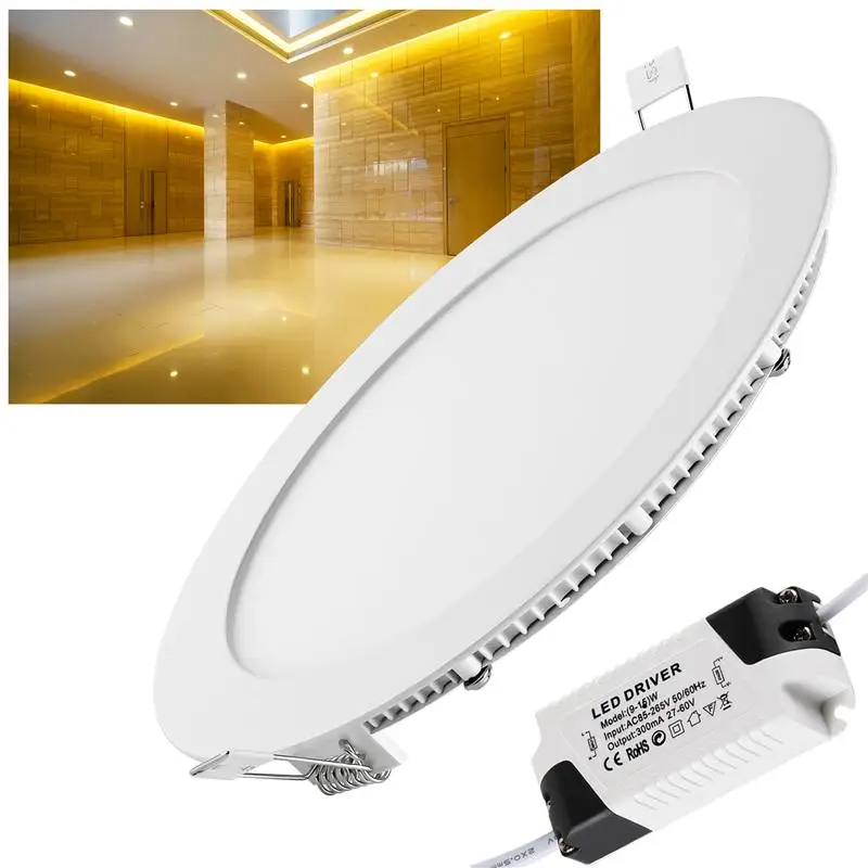 

Led Panel Light Lamp Dimmable Round Recessed Downlight Ultra Thin 15W Nature White Round Panel Lighting Dropshipping 2019