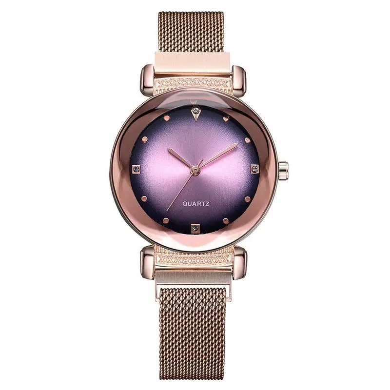 New Quartz Watch Ladies Fashion Personality Magnet Rose Gold Alloy Watch Leather Band Simple Fashion Simple Watch For Women