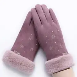 Пара зимой холодно-доказательство двухслойный шерстяные перчатки Сенсорный экран перчатки зимние уличные сохраняющие тепло утолщенной