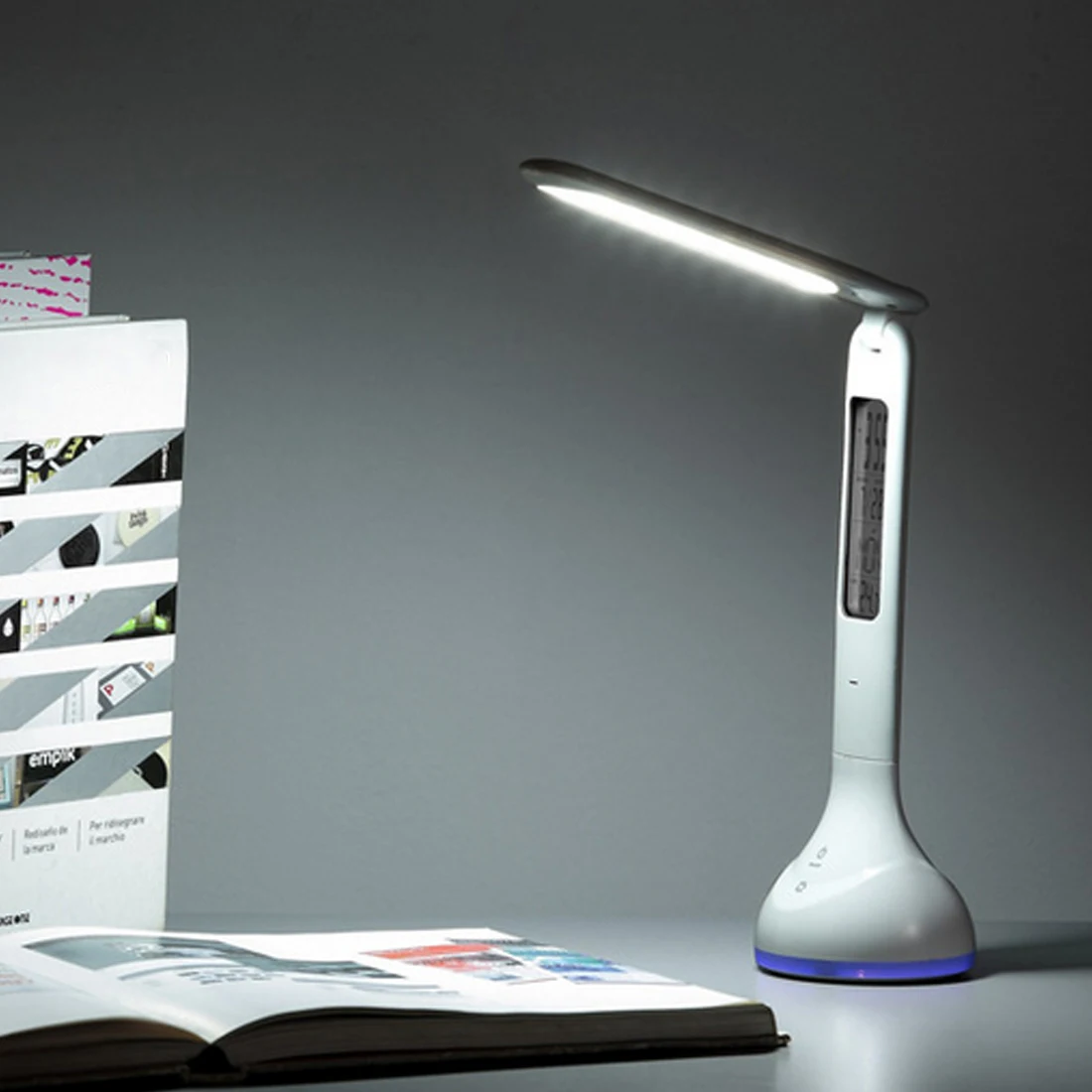

Desk Table Lamp Multifunction LED Desk Light With Alarm Clock Foldable DimmableCalendar Temperature Atmosphere Colors Changing