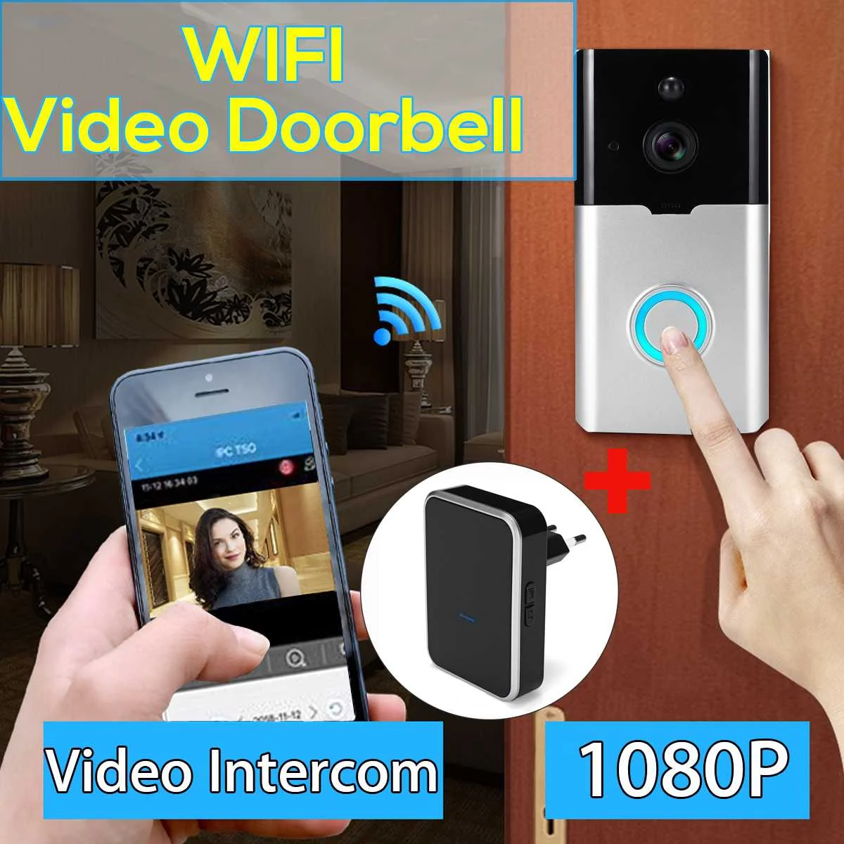 

Video Intercom Wireless WiFi Video Doorbell Camera 1080P Visual Recording Remote Home Monitor Night Vision Door Bell EU US Plug