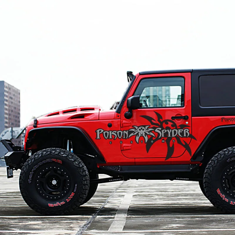  Poison Spyder Funny Car-Styling Car Sticker Vinyl Decal For Jeep Wrangler RUBICON Sahara Spyder 4X4