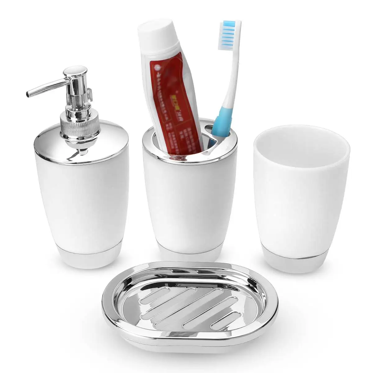 4Pcs/Set 9 Colors Plastic Bathroom Cups Toothbrush Storage Holder Toothpaste Soap Dish Dispenser Bathroom Accessories Organizer