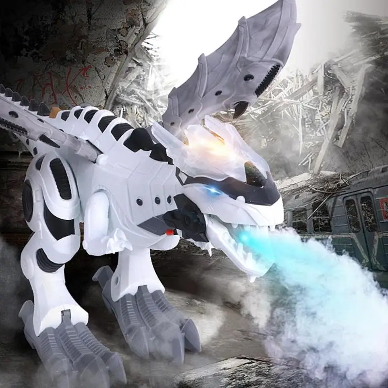 

Electric Dinosaurs Model Kit Kids Walking Spray Swing Robot Toy Electronic Animal Model with Light Sound Toys For Children
