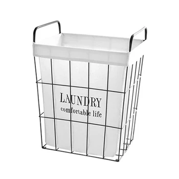 

Iron Retro Laundry Hamper Storage Bin Dirty Clothes Basket Laundry Basket Organizer (Normal Pattern)