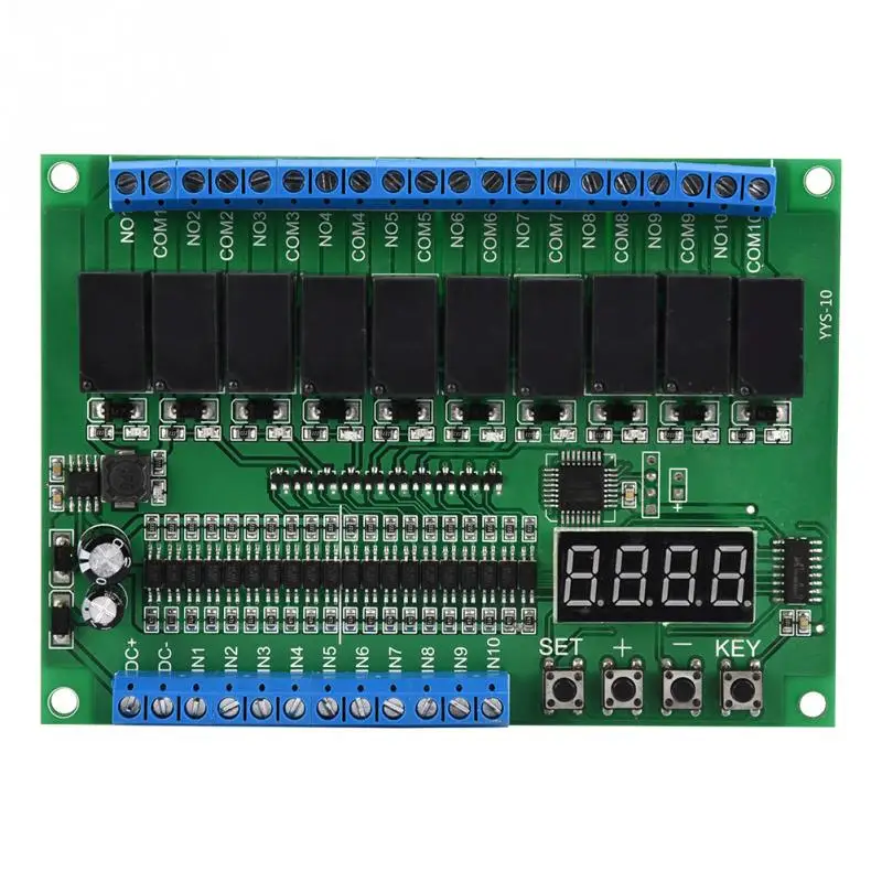 

10-channel Relay Control Module Digit Display PLC/Self-latching/Interlock/Momentary ON/OFF