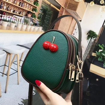 

Luxury Woman Handbag Genuine Leather Messenger Bag Ladies' Mini Shoulder Bag Ma'am Cowhide Packet Cherry Flap Package For Girls