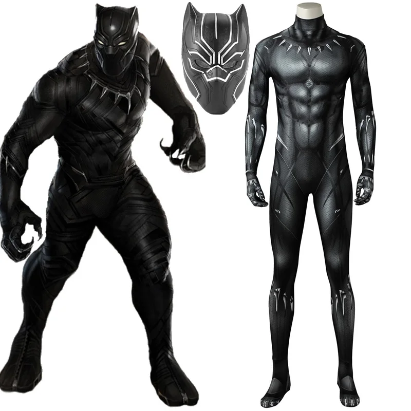 Black Panther Printed Jumpsuit Outfits Prop Halloween Cosplay Costume
