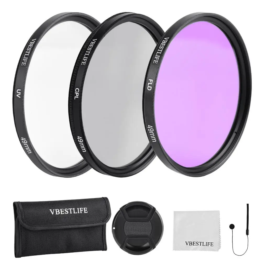

VBESTLIFE 3 In 1 UV CPL FLD Lens Filters Kit with Pouch Photography Tackle Set