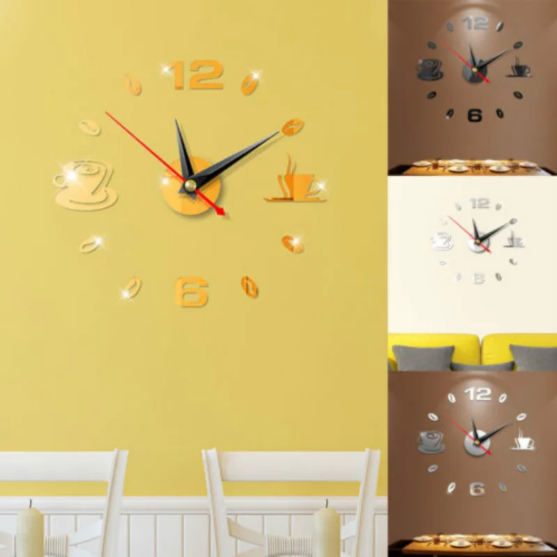 3D современные DIY большое количество зеркальные настенные стикеры Большие часы