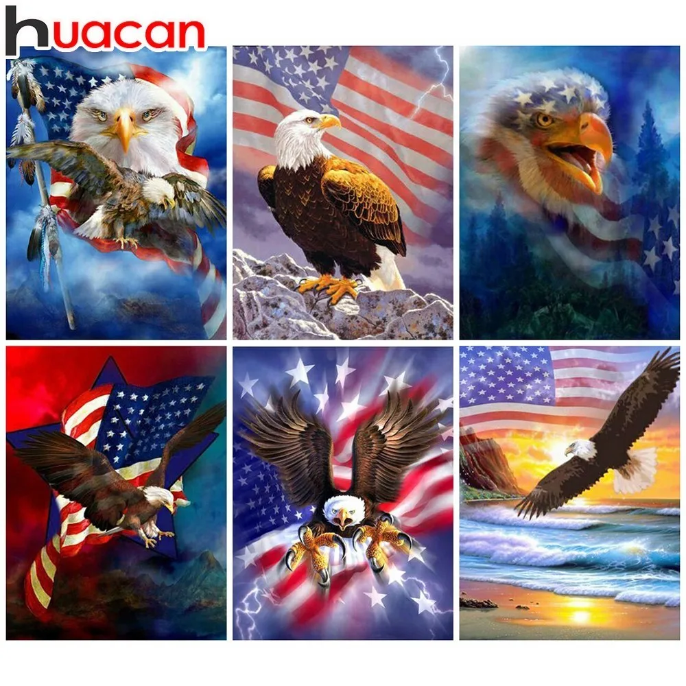 

HUACAN Diamond Painting Full Square Eagle 5D Diy Diamond Embroidery National Flag Picture Mosaic Rhinestone Handmade Home Decor