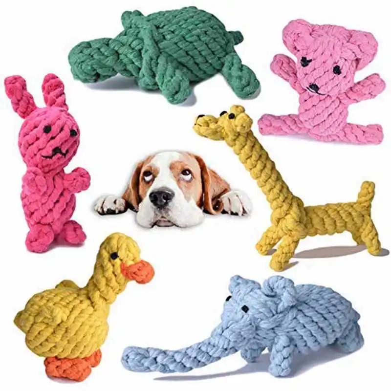 Dog Rope Toys Cute Animals Design Cotton Puppy Toys For Small Dogs Rope
