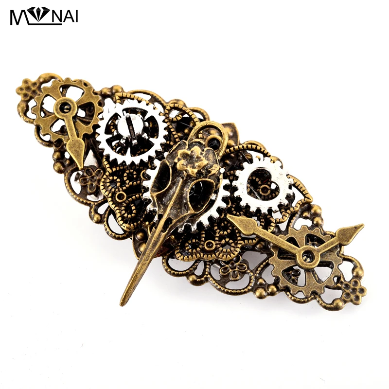 

Girls Steampunk Gear Bird Head Skeleton Hair Clip Gothic Punk Vintage Lolita Lady Headwear hair accessories