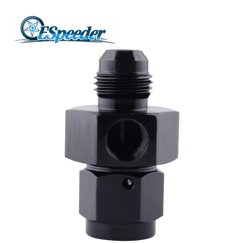 

ESPEEDER AN6 6 AN Aluminum Male to Female Twin 1/8" NPT Gauge Sensor Side Port End Adapter Take Off Fitting Black