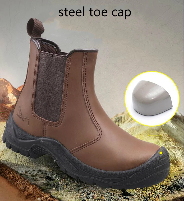 Мужские Модные дышащие ботинки Челси со стальным носком очень большие