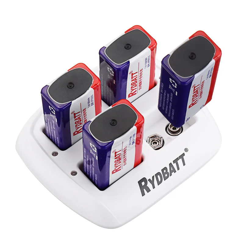 

RYDBATT 4 Slots 9V Lipo Battery Charger with 4Pcs 9V 500mAh Lipo Battery RC Drone Models