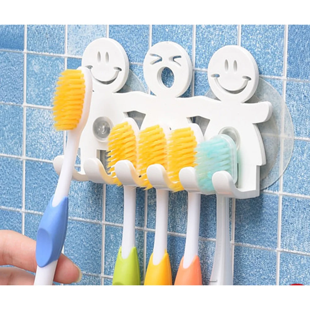 Creative Cute Smiling Faces Style Strong Suction Cup Toothbrush Holders Plastic Sunction Hookin