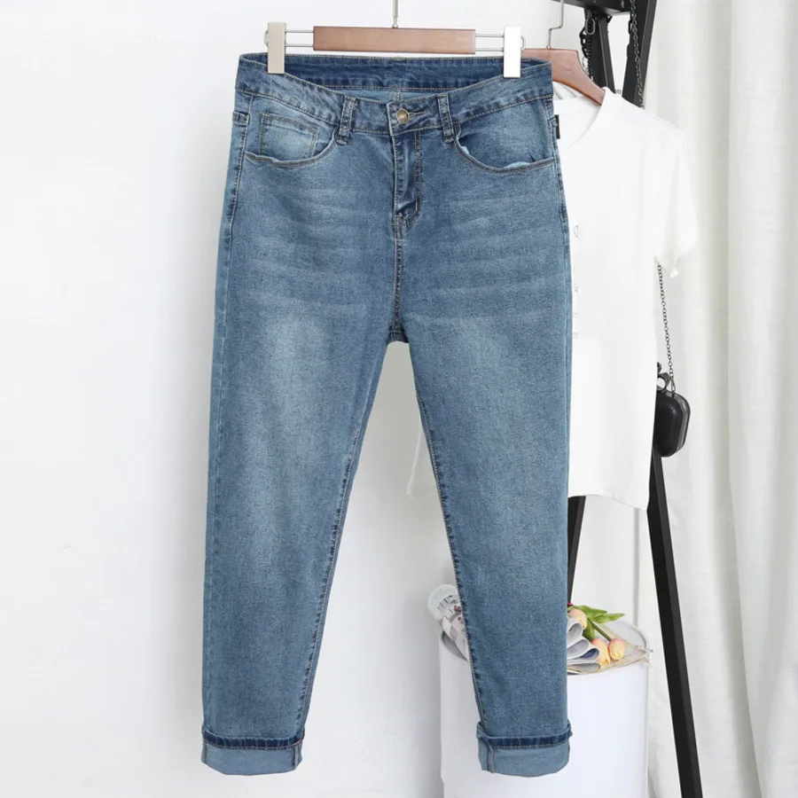 

2019 Spring Summer Washed Harem Jeans Woman High Waist Boyfriend Jeans For Women Plus Size Blue Denim Jeans Pants Trousers