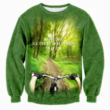 Hipster 3D Print Forest Trees Road Bicycle Sweatshirts Men/women Gothic Streetwear Hoodies Boys Modis Outwear Man Green Clothes
