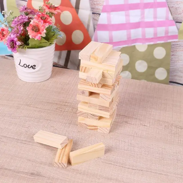 48pcs/set DIY Tower Wood Assembled Building Blocks Toy for Kids Family Game Domino Stacker Extract Building Educational Toy Gift 2
