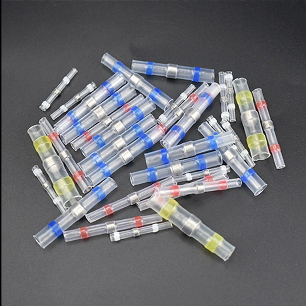 

50pcs Insulated Waterproof Heat Shrink Terminal Insulated Butt Electrical Splice Wire Connectors Cable Crimp Terminal Connector